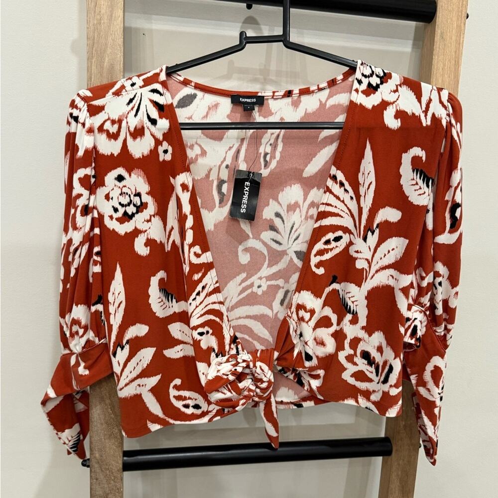 Express orange patterned blouse S